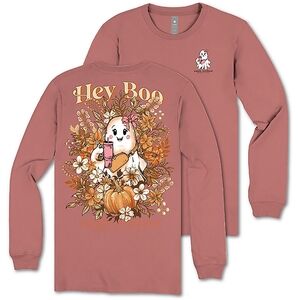 Simply Southern Women's Ghost Stanley Hey Boo Long Sleeve T-shirt Size S NWT